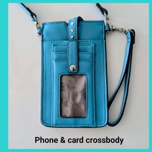 Teal Crossbody Cardholder Wristlet Phone Accessory